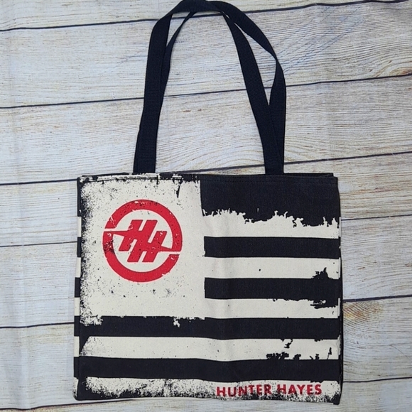 Hunter Hayes Black Striped Canvas Tote NWOT - Picture 1 of 11